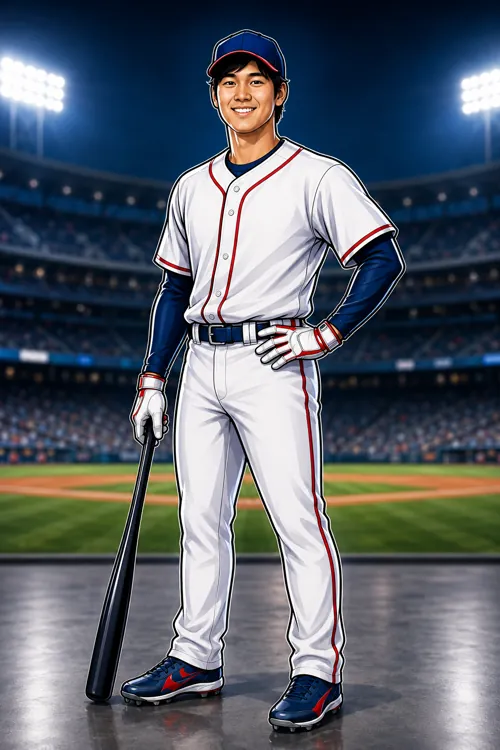 Youth baseball player portrait with stadium lighting in Las Vegas.
